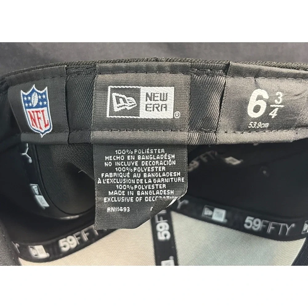 New Era 59FIFTY New York Jets Fitted Hat Cap Black Size 6 3/4 NFL New w/ Tags